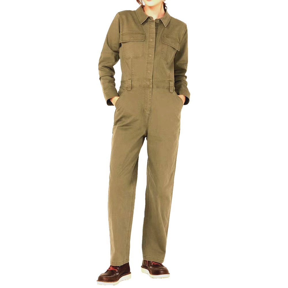 Lucky Brand Jumpsuit Womens 4 Green 27 Waist Stretch Cotton Twill Front Snap Zip